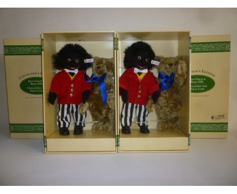 A Steiff Dolly Land Jolly Golly and Bear 1996 with certificate, boxed, including outer, No. 654428, mint, and an identical it