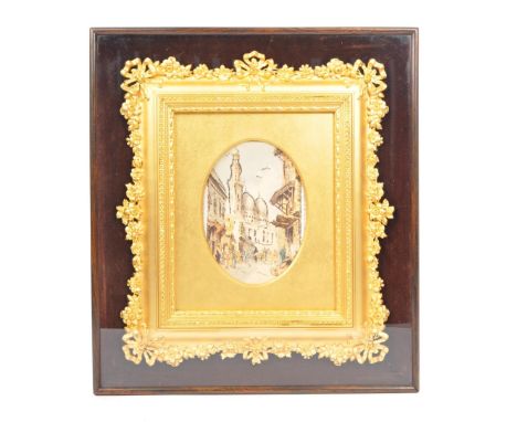 A 19th century ornate giltwood and gesso painting frame. The ornate frame with ribbon work exterior to the cushion frame&nbsp