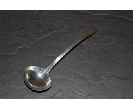 A late 18th century silver sauce ladle, bright cut Old English pattern with marks for Newcastle, John Langlands and John Robe