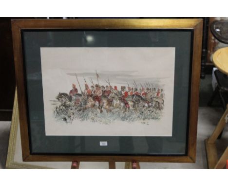 A Juan Carlos Huergo 1889-1962 limited edition print of a battle scene, 1/20, signed in print and with blind stamp, in card m