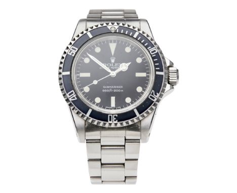 A gentleman's stainless steel wrist watch, Rolex    Submariner, ref 5513, circa 1979/80, rotating bezel, black dial, sweep se
