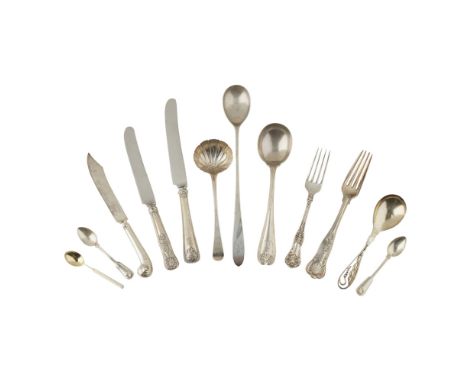 A collection of American flatware    Various patterns and makers, to include; Tiffany twelve soup spoons, threaded and husk b