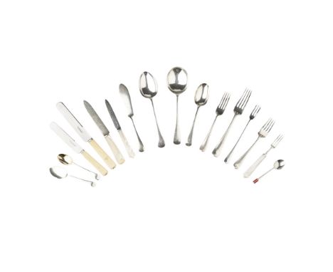 A comprehensive suite of flatware    Brook and Sons, Sheffield 1930s, Old English pattern, engraved W, comprising; twelve tab