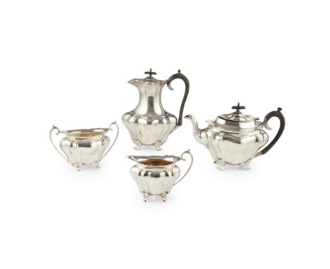 An early 20th century four piece tea service    Walker &amp; Hall, Sheffield 1903, comprising waterpot, teapot, twin handled 