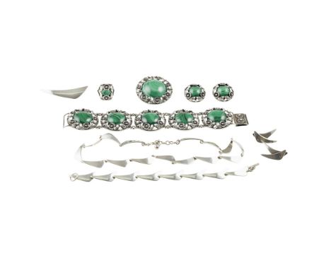 Two suites of jewellery, Nils Erik From    the first comprising a bracelet, earrings, ring and brooch; each composed of circu