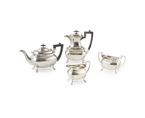 A modern four piece tea service    Walker &amp; Hall, Sheffield 1924, comprising waterpot, teapot, twin handled sugar bowl an