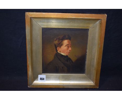 19th Century British School - portrait of a young man (by tradition Lord Byron), with inscription verso, oil on panel.