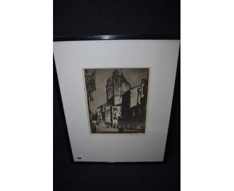 An etching by Frank Brangwyn - "Santa Maria from the street", signed and inscribed in pencil,  published by The Studio Magazi