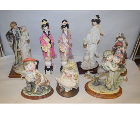 Giuseppe Armani, Florence figurines, to include: Japanese Geishas with flowers; children playing; bride and groom; and others