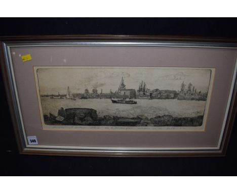 A 20th Century etching - "View of Portsmouth Harbour", no. 97/350, dated '77.
