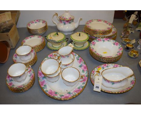 A Royal Albert 'Lydia' part tea service; and two Burleigh ware covered two-handled bowls and saucers.