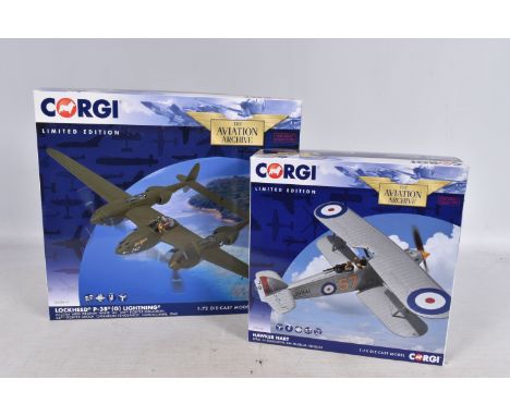 TWO BOXED LIMITED EDITION CORGI THE AVIATION ARCHIVE MILITARY AIRCRAFTS 1:72 DIE-CAST MODELS, THE FIRST BEING A HAWKER HART J