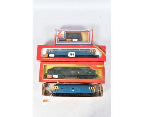 FOUR BOXED TRI-ANG HORNBY OR HORNBY OO GAUGE LOCOMOTIVES, class 08 No.13012, B.R. green livery (R156), incorrect Lima box, 'H