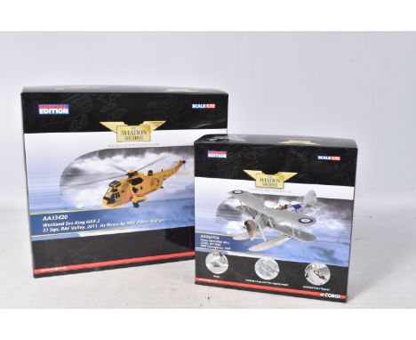 TWO BOXED LIMITED EDITION CORGI AVIATION ARCHIVE 1:72 DIE-CAST MODEL MILITARY AIRCRAFTS, the first a Fairey Swordfish Mk.I L2