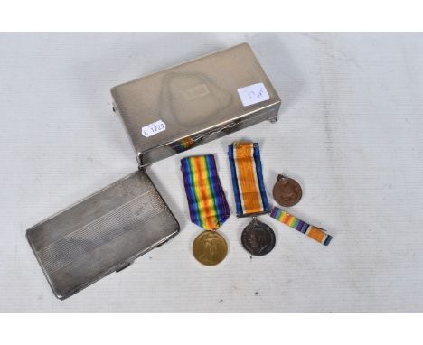 A WWI PAIR OF STAFFORDSHIRE YEOMNARY MEDALS, 1915 Gas alarm medal and a silver plated box all with the surname Handley, the m