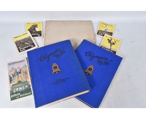 A SELECTION OF BOOKS AND EPHEMERA ABOUT THE 1936 BERLIN OLYMPIC GAMES, included is volumes one and two of the summer and wint