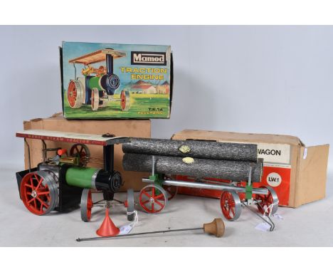 A BOXED MAMOD LIVE STEAM TRACTION ENGINE, No.TE1A, not tested, has been fired up  but not for some time, play worn condition 