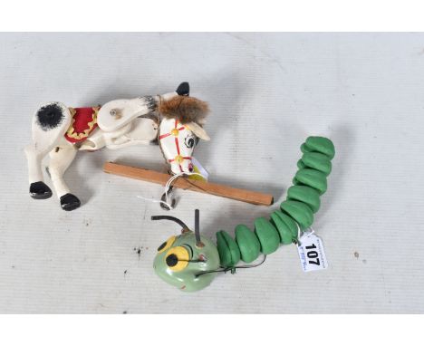 A BOXED PELHAM PUPPET MUFFIN THE MULE PUPPET, with an unboxed Pelham Caterpillar puppet, Muffin appears complete and in fairl
