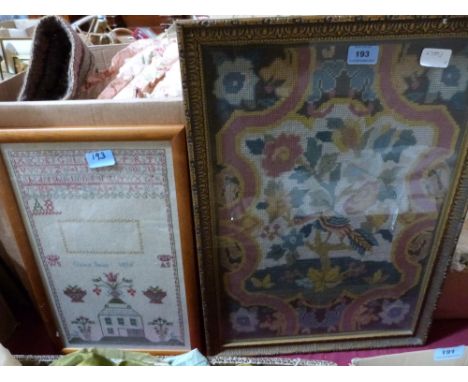 A George III needlework sampler, worked by Grace Shaw 1816 and a framed tapestry 
