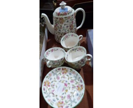 Minton Haddon Hall, coffee pot, six cups and six saucers