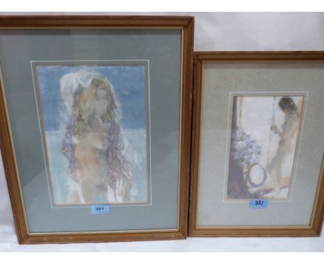 JACQUES DE MOL. FRENCH 20TH CENTURY Two female nudes. Mixed media 11' x 8'; 9' x 5'