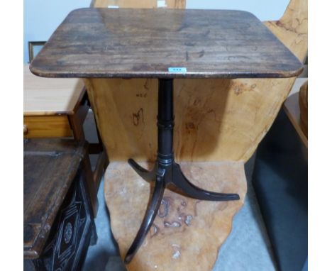 A George III mahogany tripod occasional table, the oblong top on gun barrel turned column and splayed legs. 24½' wide 