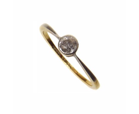 18ct gold and platinum diamond ring, diamond approx 0.27ct, gross weight 1.6g ring size N1/2 Condition reports are not availa