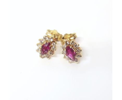 Ruby and diamond 15ct cluster earrings Condition reports are not available for our Interiors sales.