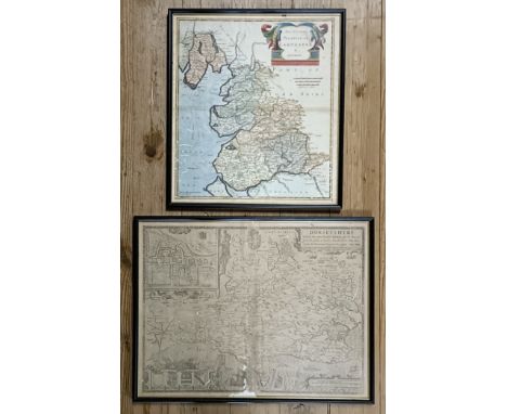 A Robert Morden map of Lancaster, 23 x 38 cm and John Speede ,map of Dorsetshire, 40 x 53 cm (2)
Very poor
