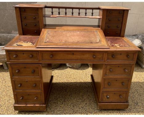 A mahogany Dickens type pedestal desk