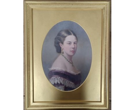19th century, portrait of a lady, gouache, 22 x 15 cm, Thomas Agnew &amp; Sons label verso
overall condition good, not been t