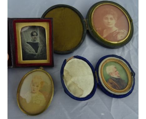 Four portrait miniatures to inc 19th century examples 