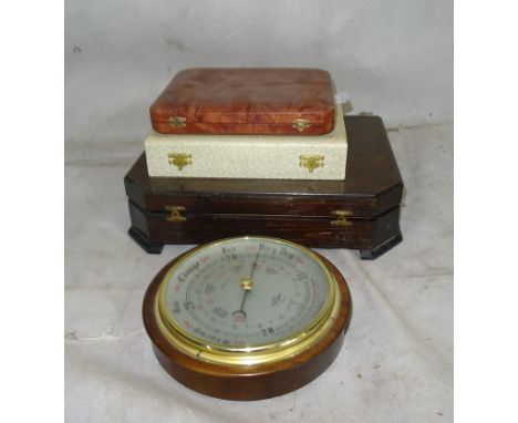 A quantity of cased cutlery; together with a wall aneroid barometer