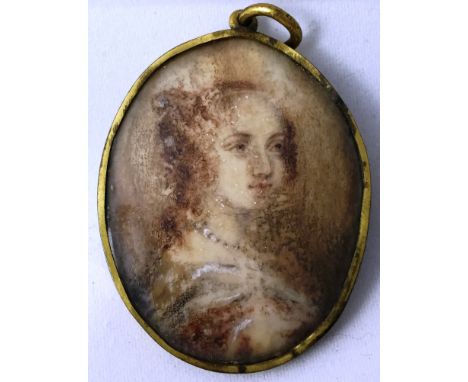 Circle of Samuel Cooper (British, 1609-1672):
Portrait miniature of a lady, H 4.5 cm 