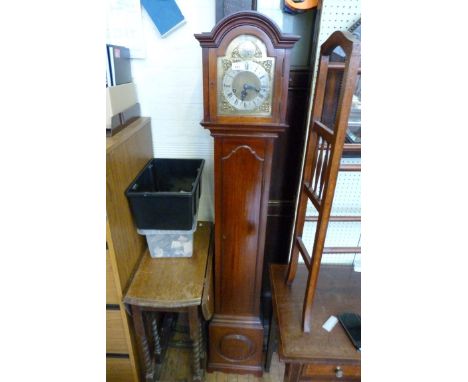 A good quality mahogany cased grandmother clock, with brassed and silvered dial 'Tempus Fugit' - chiming with pendulum.
