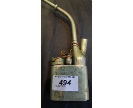 A Chinese base metal opium pipe 