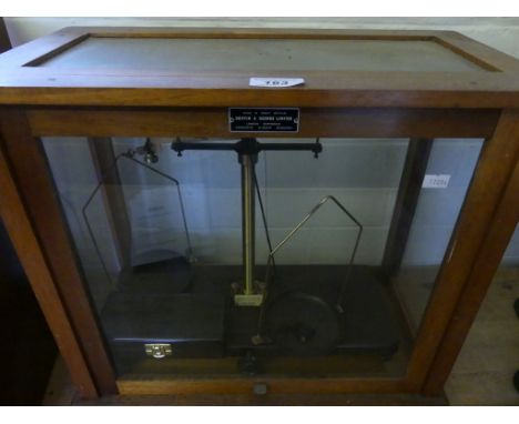A cased chemist's precision scales by Griffin & George Limited.