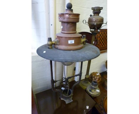 A 19th Century copper metal lamp converted to electricity (sold electrically untested).