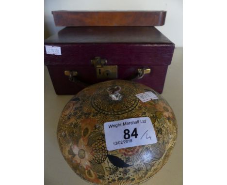 A mixed lot comprising small hardwood tea caddy, Asprey travelling vanity case (lacking any bottles and other fittings) woode