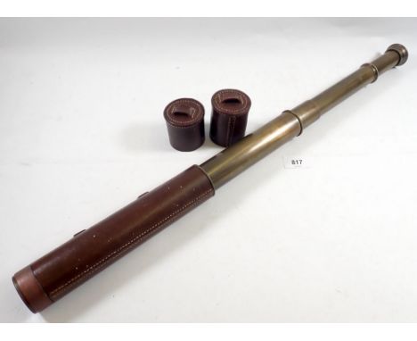 A 19th century four drawer Broadhurst Clarkson &amp; Co leather clad brass telescope 
