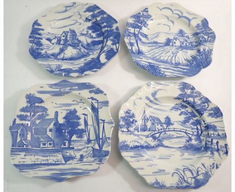 A set of four Spode English Delftware plates in original box, 22.5cm