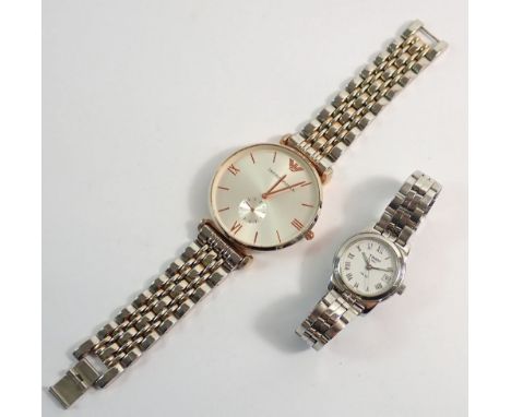 A ladies Tissot quartz wrist watch and Emporio Armani watch 