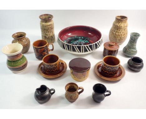 A Poole pottery Aegean bowl and a group of other vintage pottery including Hornsea, Prinknash etc.