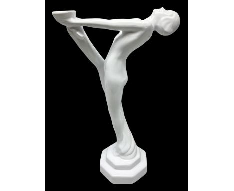 Art Deco style lamp modelled as a nude female dancer, with draped folds of linen, H46cmCondition Report:does not having any w