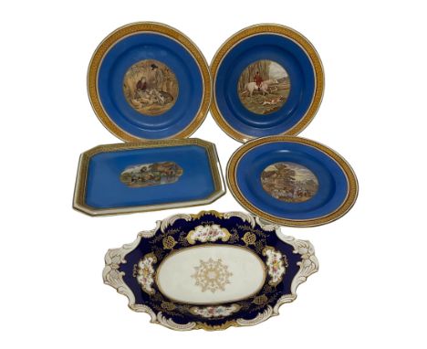 Four victorian Prattware plates of various sizes, together with Coalport dish