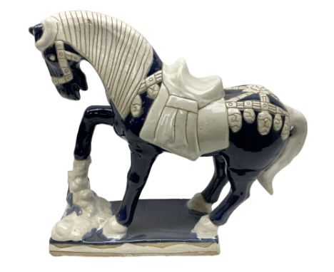 Large ceramic reproduction of Chinese Tang Dynasty War Horse, H44cm
