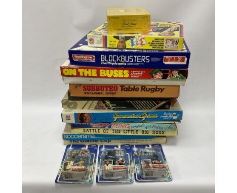 Group of three sealed Hasbro Star Wars figures, together with various vintage games to include Subbuteo Table Rugby Internati