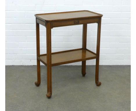 Walnut tray top table in the manner of Whytock &amp; Reid, with small floral carved rosette, an undertier and standing on sle