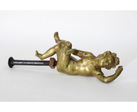 Baroque gilt bronze cherub / saint, 14cm long excluding fitting