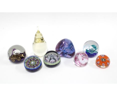 Glass paperweights to include three Scottish millefiori examples to include Paul Ysart,&nbsp; one with a P central cane, two 